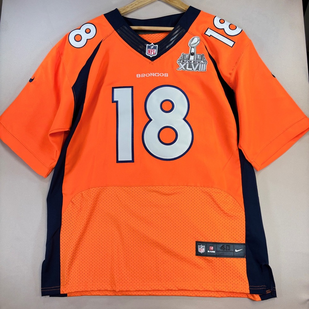 Nike Peyton Manning Broncos Elite Jersey Mens 40 Super Bowl XLVIII NFL Orange